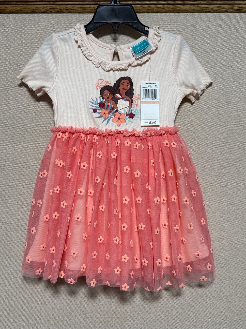 New Disney Toddler and Little Girls Short Sleeve Moana Sisters Dress 2T